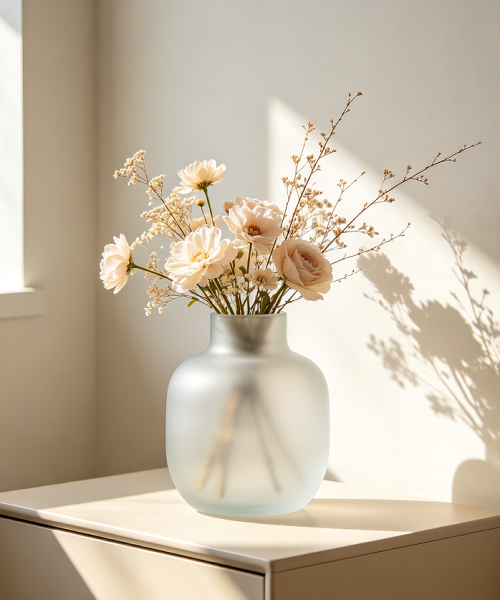 Frosted Glass Decorative Home Flower Vase